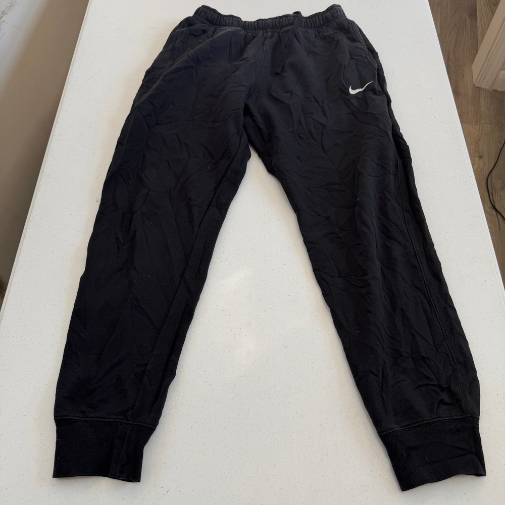 Nike Mens Sportswear Jogger Pants Black Embroidered Swoosh Tapered Sweatpants